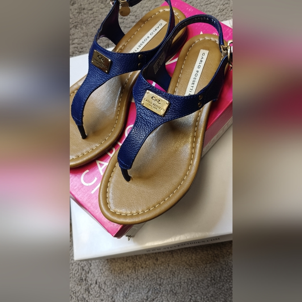 Carlos Rossetti Navy and Tan Sandals